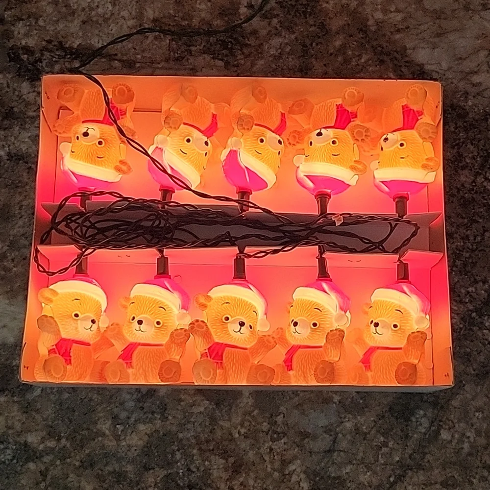 Vintage | Santa Bear Blow Mold String Lights